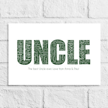 Load image into Gallery viewer, Uncle word art gift print by Stunrosie Gifts
