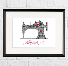 Load image into Gallery viewer, Mothers day gift idea sewing machine print by Stunrosie GIfts
