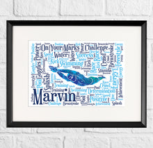 Load image into Gallery viewer, Child swimmer word art print
