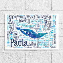 Load image into Gallery viewer, Swimming award idea word art gift print
