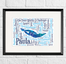 Load image into Gallery viewer, Personalised Female Swimmer gift print
