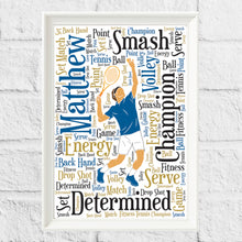 Load image into Gallery viewer, Personalised Tennis word cloud by Stunrosie Gifts
