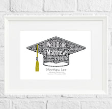 Load image into Gallery viewer, Graduation word cloud university hat by Stunrosie Gifts
