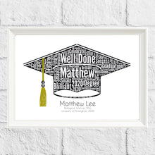 Load image into Gallery viewer, Mortar Board graduation hat word art gift
