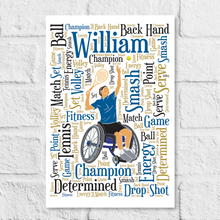 Load image into Gallery viewer, Wheelchair tennis player by Stunrosie Gifts
