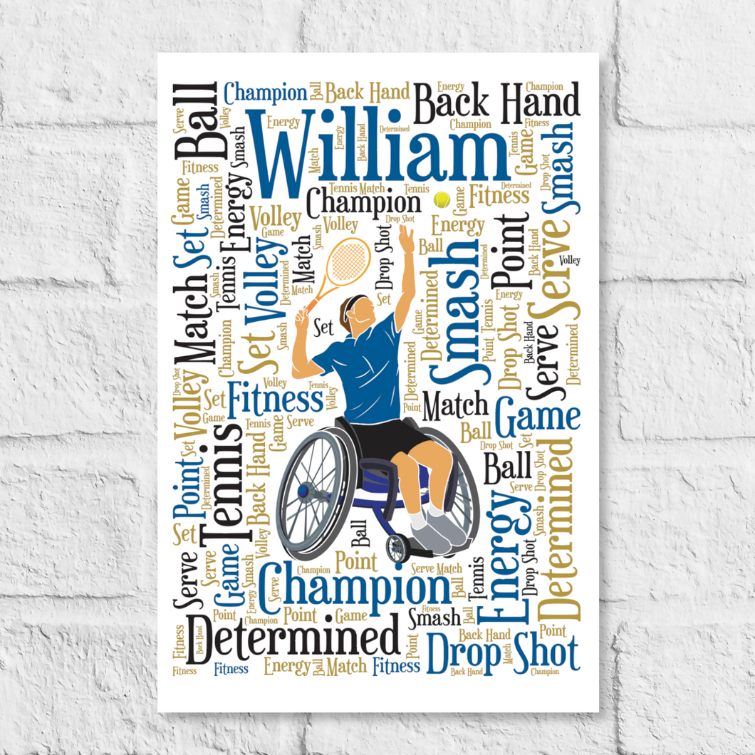 Wheelchair tennis player by Stunrosie Gifts