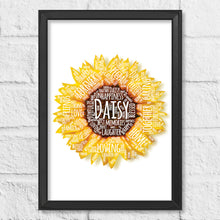 Load image into Gallery viewer, Personalised word art flower gift print
