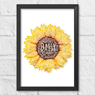 Personalised word art flower gift print